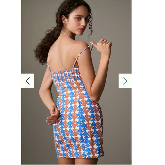 NWT Anthropologie Ophelia Sleeveless Linen Slim Mini Dress Maeve Size 12 Blue - Picture 5 of 14